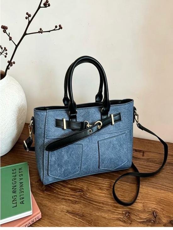 Zenana Handbags - New Zenana denim pocket patch tote bag with Crossbody